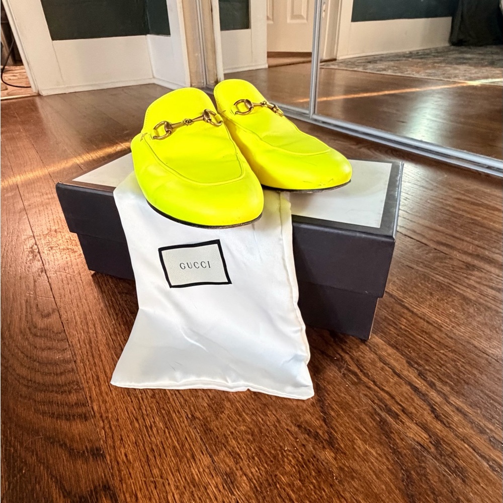 Gucci Princetown Horsebit Mules — Neon Yellow Fluo